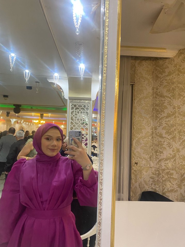 Pembe Uzun Drapeli Tesettür Abiye Elbise - Görsel 2