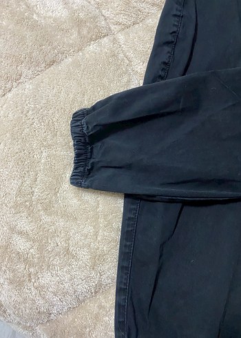 Kemer Detaylı Siyah Biker Kadın keten Pantolon - Görsel 2