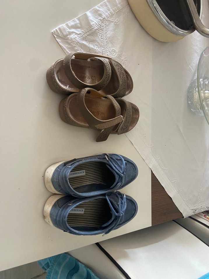 Kot kumaş bağcıklı yazlık babet ve sandalet ikiside ku - Görsel 2