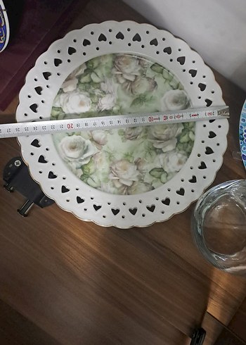 Beden Çiçek Desenli Beyaz Gri Sürahi ve Tabak