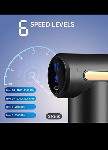 USB Kas Kitle Masaj Tabancası LCD Ekran ile, 6-Seviye Şiddet, Vü - Görsel 5