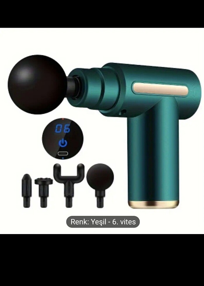 USB Kas Kitle Masaj Tabancası LCD Ekran ile, 6-Seviye Şiddet, Vü - Görsel 2