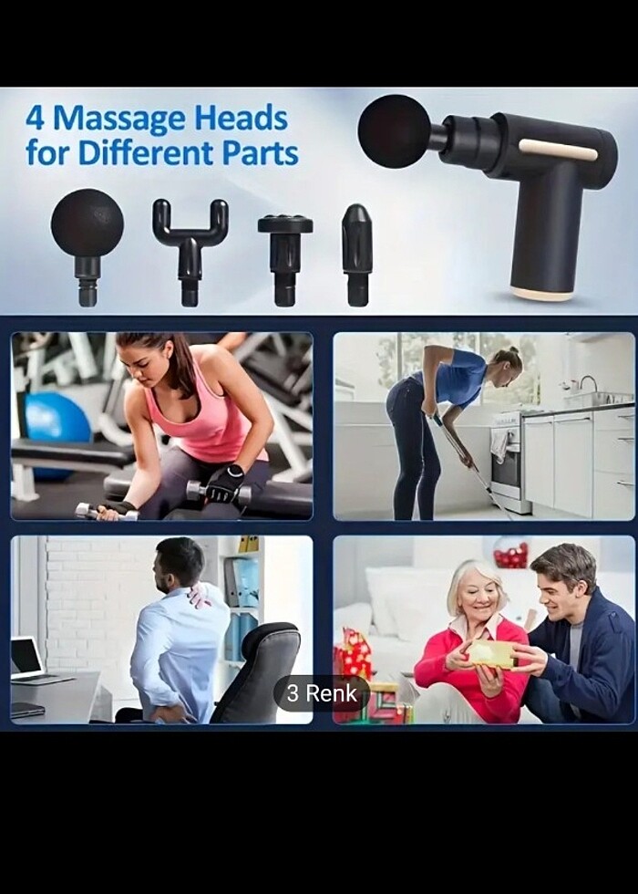 USB Kas Kitle Masaj Tabancası LCD Ekran ile, 6-Seviye Şiddet, Vü - Görsel 4