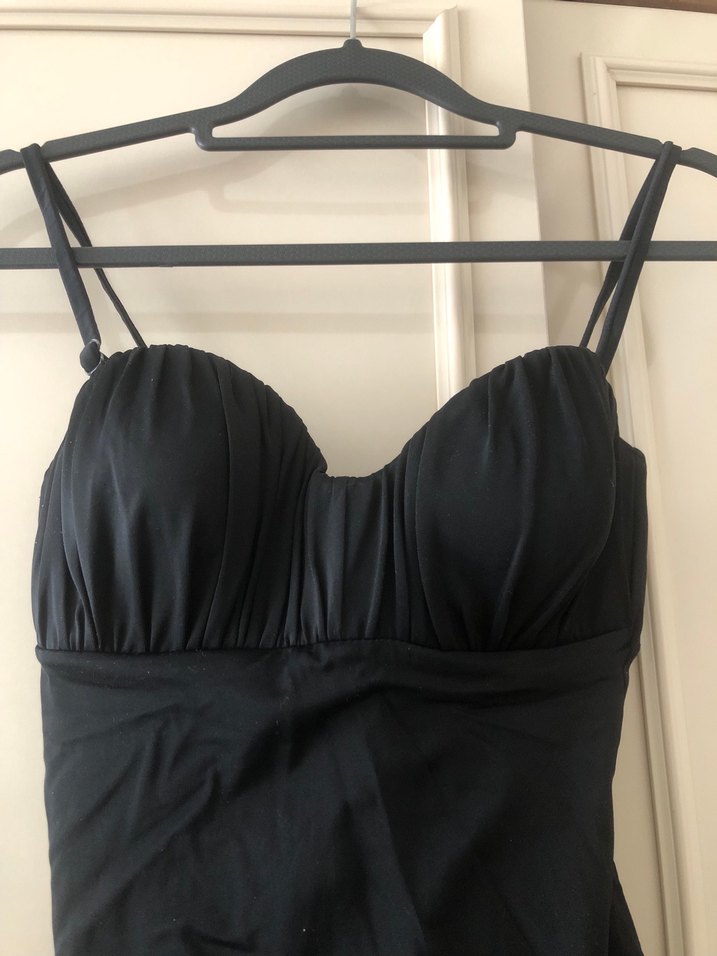 Kadın Siyah Drapeli Askılı Mayo - Görsel 2