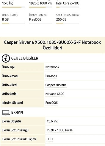 CASPER NIRVANA X500 LAPTOP - Görsel 8