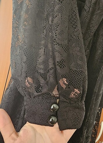 FRANSIZ GÜPÜR SİYAH BÜYÜK BEDEN ELBİSE - Görsel 6