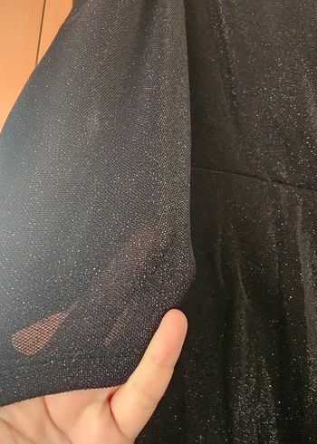 Siyah V Yaka Uzun Drapeli Gece Elbisesi - Görsel 7