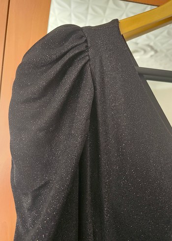 Siyah V Yaka Uzun Drapeli Gece Elbisesi - Görsel 9