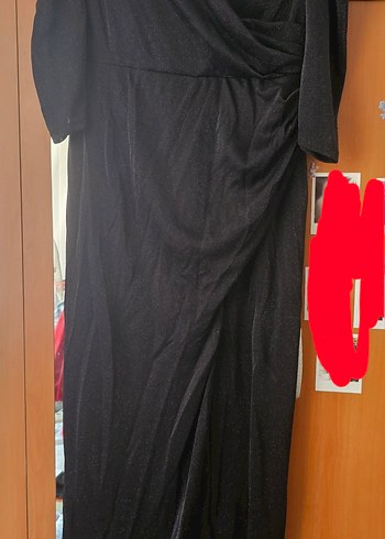 Siyah V Yaka Uzun Drapeli Gece Elbisesi - Görsel 6
