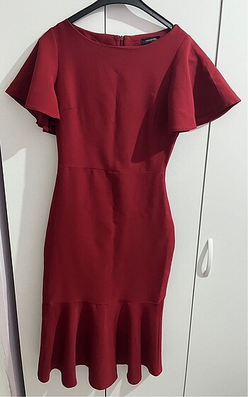 Bordo Midi Elbise