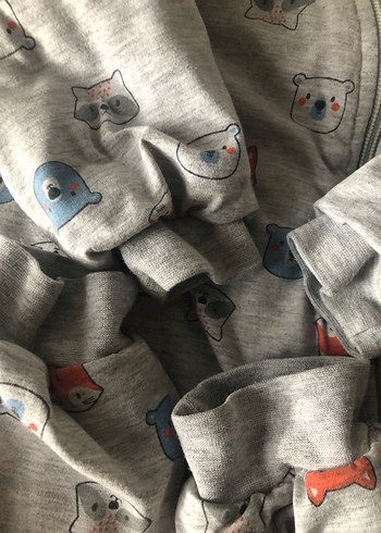 Uzun Kollu, Fermuarlı Gri Bebek Tulum - Görsel 3