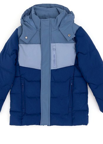 Mavi Erkek Çocuk Kapüşonlu Mont - Görsel 5