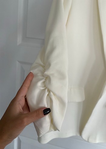 Düğmeli Beyaz Kadın Blazer Ceket