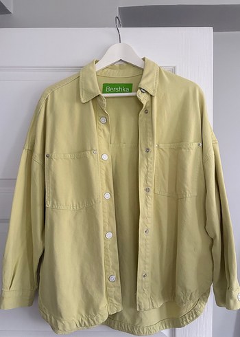 Bershka Sarı Uzun Kollu Keten Gömlek