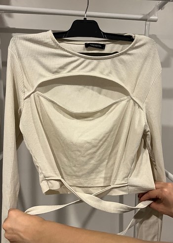 Uzun Kollu, Crop, Beyaz Kadın Bluz