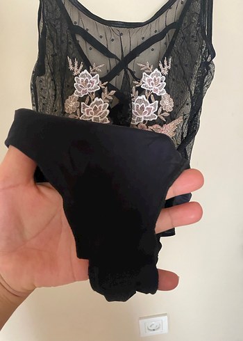 m Beden siyah Renk Bodysuit Transparan kumaş çıt çıtlı