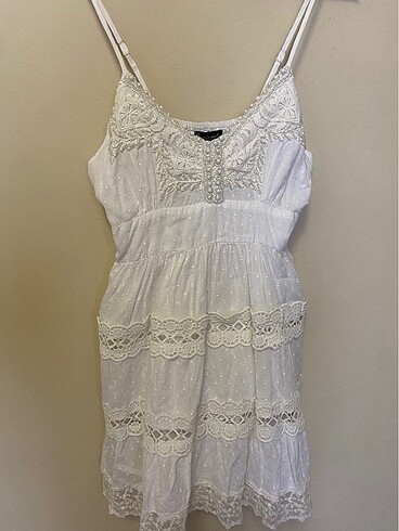 Beyaz mini elbise - Görsel 10