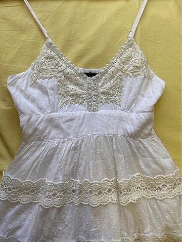 Beyaz mini elbise - Görsel 3