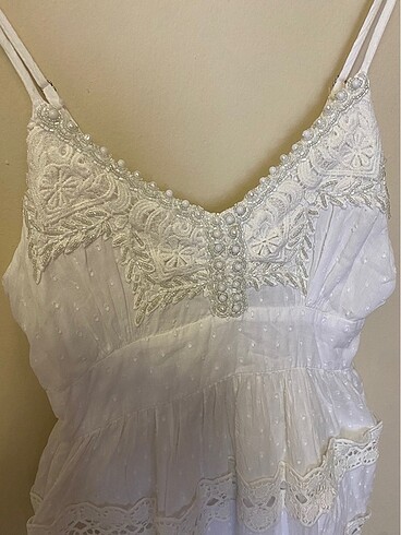 Beyaz mini elbise - Görsel 9