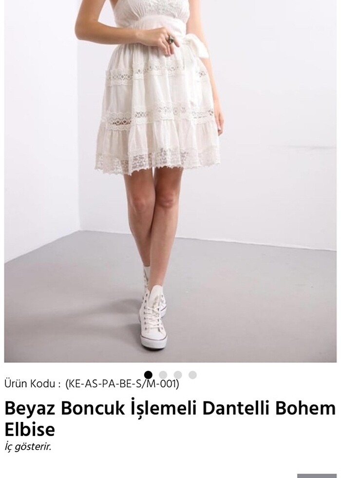 Beyaz mini elbise - Görsel 2