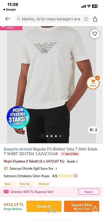 l Beden Armani tişört