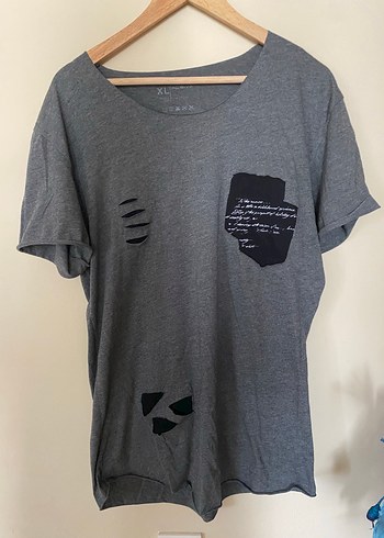 Koton Gri Melanj Rahat Kesim Tisort Xl