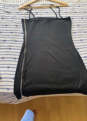 m Beden Mini Askılı Elbise fermuarlı