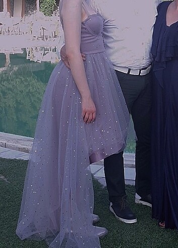 m Beden Lila tül elbise
