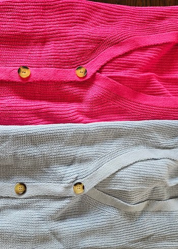 Düğmeli Mini Kadın Hırka İkili - Pembe/Mavi - Görsel 3