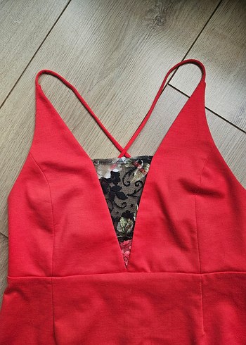 kırmızı penye mini elbise - Görsel 4