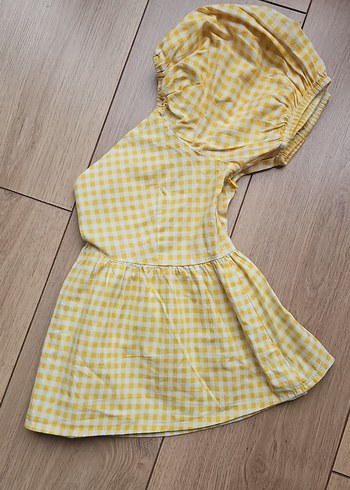 Sarı Pötikare V Yaka Balon Kol Bluz - Görsel 8