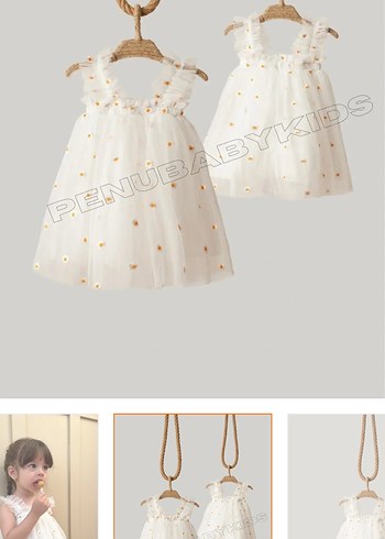 Zara Kız Çocuk Beyaz Fırfırlı Nakışlı Elbise