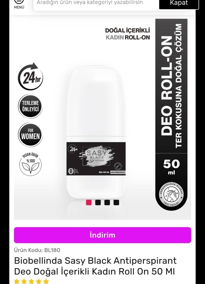 Biobellinda Sasy Kadın Roll On Deodorant 50 ml - Görsel 3