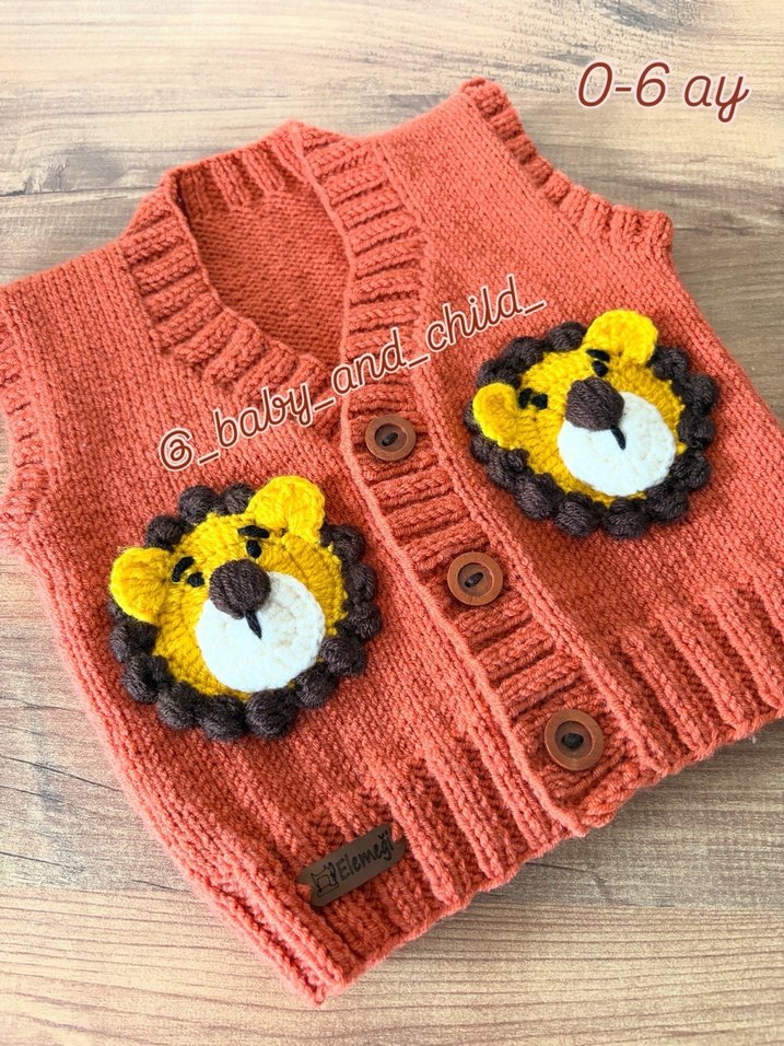 Renkli Nakışlı Erkek Bebek Triko Yelek - Görsel 2