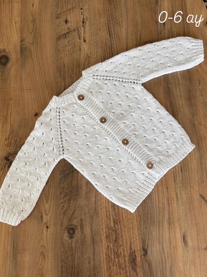 Beyaz ajurlu hırka - Görsel 2