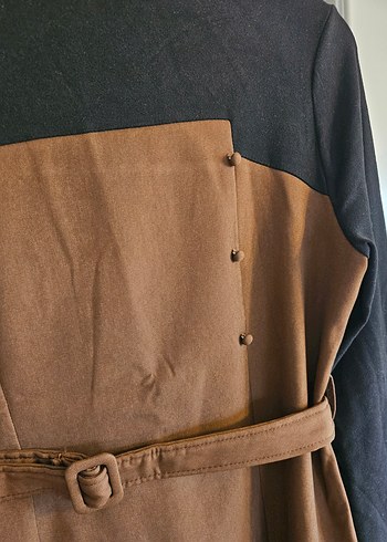 Kemerli Uzun Boy Süet Kadın Elbise - Görsel 4