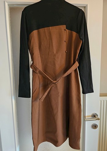 Kemerli Uzun Boy Süet Kadın Elbise - Görsel 3