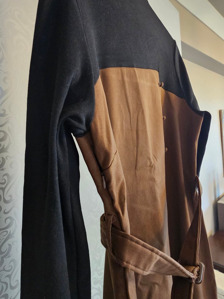 Kemerli Uzun Boy Süet Kadın Elbise - Görsel 5