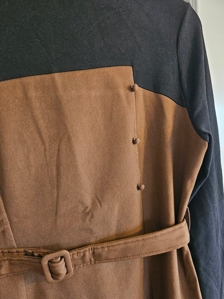 Kemerli Uzun Boy Süet Kadın Elbise - Görsel 4