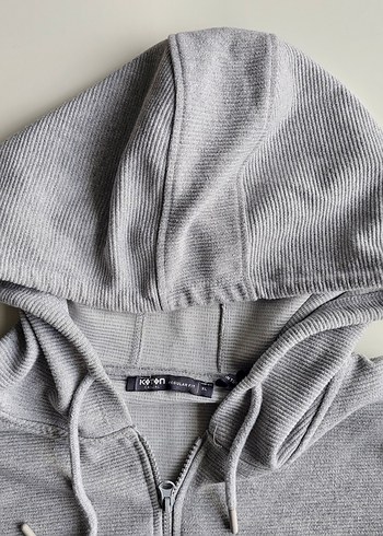 Gri Kapüşonlu Fermuarlı Erkek Sweatshirt - Görsel 2