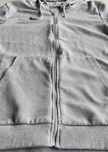 Gri Kapüşonlu Fermuarlı Erkek Sweatshirt - Görsel 5