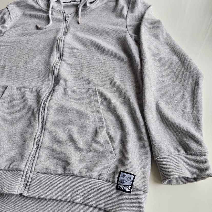 Gri Kapüşonlu Fermuarlı Erkek Sweatshirt - Görsel 4