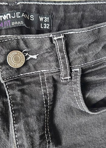 Gri Düğmeli Erkek Jean - Görsel 2