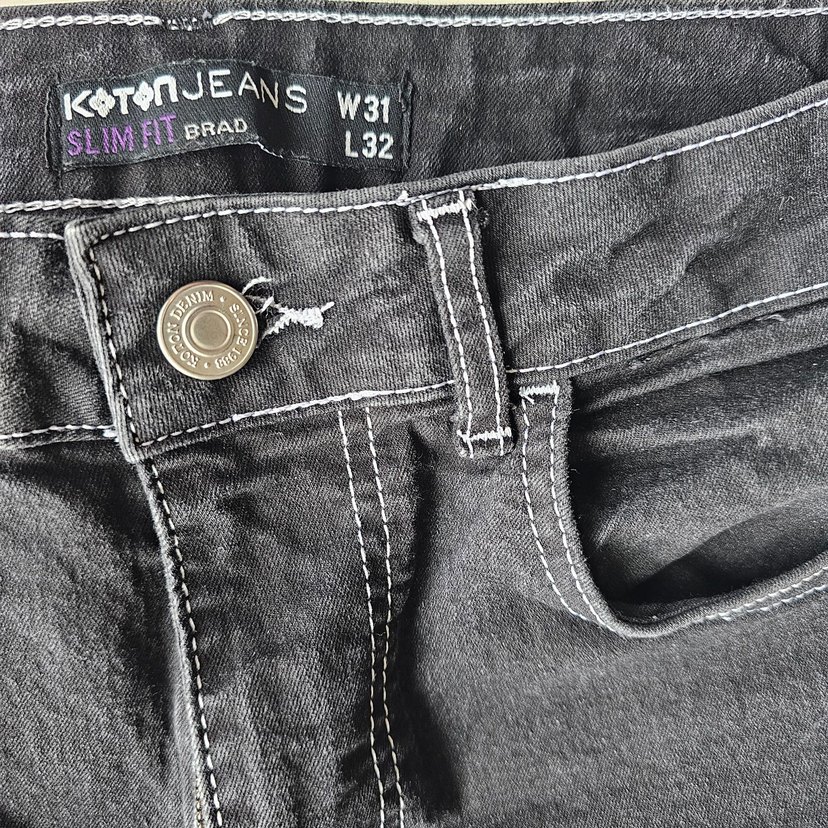 Gri Düğmeli Erkek Jean - Görsel 2