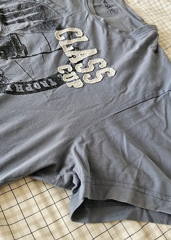 Gri Baskılı Kısa Kollu Tişört - Görsel 5