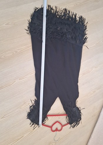 Püsküllü V Yaka Siyah Mini Elbise - Görsel 6