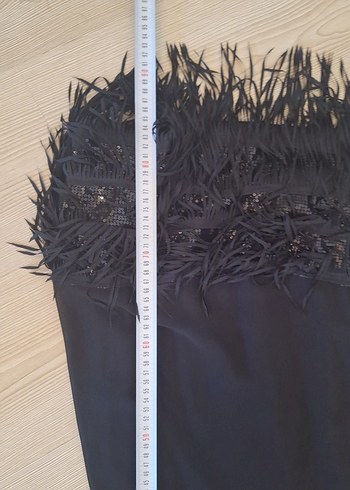 Püsküllü V Yaka Siyah Mini Elbise - Görsel 7