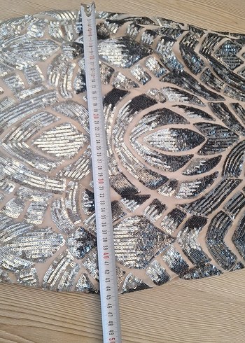 Dantel Detaylı V Yakalı Uzun Gri Abiye - Görsel 11