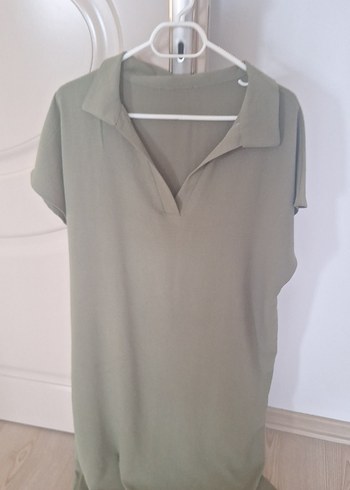 Güneşkızı haki polo yaka Midi Elbise - Görsel 3