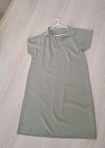 Güneşkızı haki polo yaka Midi Elbise - Görsel 4